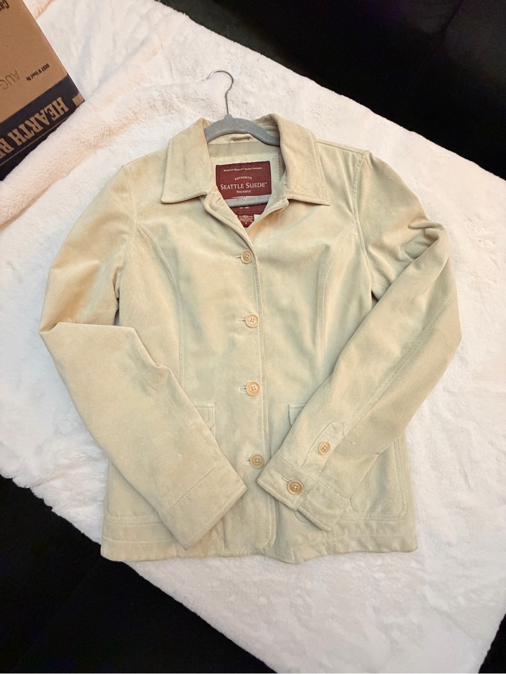 Eddie Bauer Light Cream Suede Button Jacket